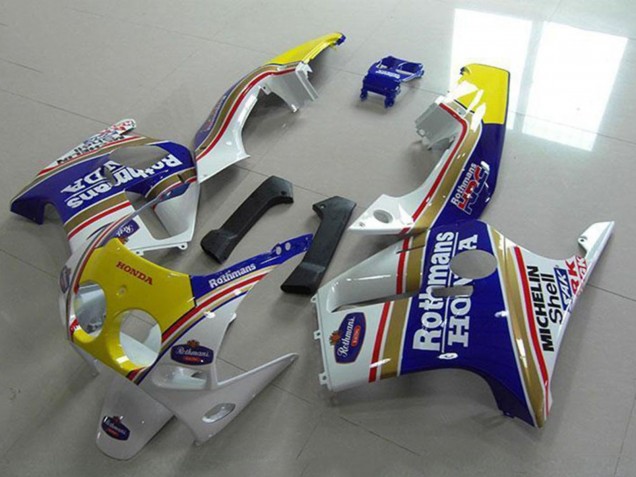 1988-1989 Honda CBR250RR MC19 Motorcycle Fairings - White Yellow Blue Rothmans UK