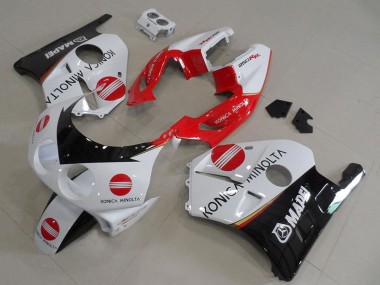 Best 1990-1998 Honda CBR250RR MC22 Motorcycle Fairings - White Red Glossy Black Konica Minolta UK