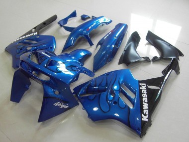 Best 1994-1997 Kawasaki ZX9R Motorcycle Fairing - Blue Black Flame UK