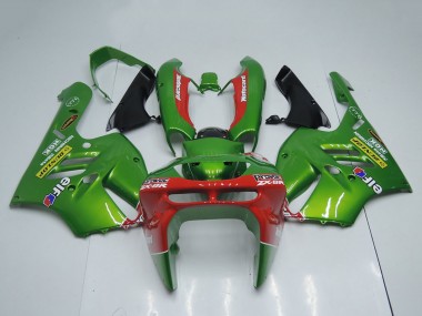 Best 1994-1997 Kawasaki ZX9R Motorcycle Fairings - Green Red Elf Dunlop UK