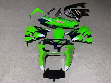 Best 2000-2001 Kawasaki ZX9R Motorcycle Fairing - Green White Glossy Black UK