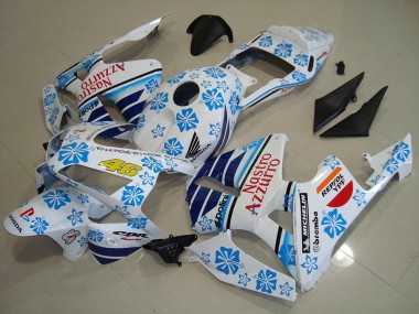 Best 2003-2004 Honda CBR600RR Motorcycle Fairings - White Blue Red Nastro Azzurro UK