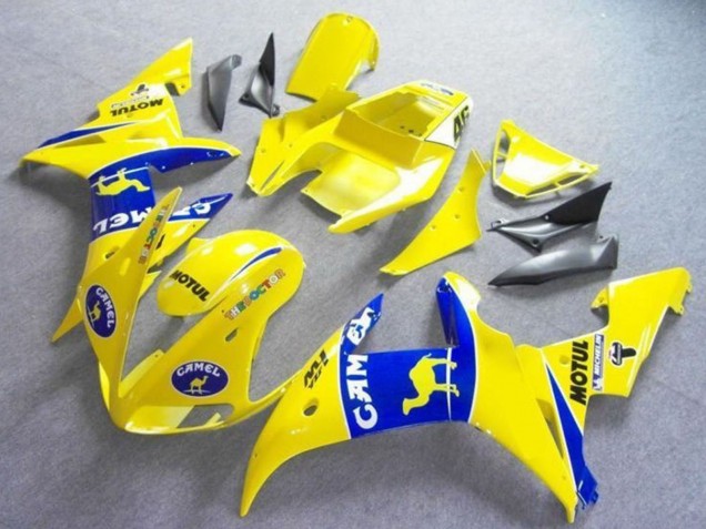 2003-2004 Yamaha YZF R6 Motorcycle Fairings - Yellow Blue Camel Motul UK