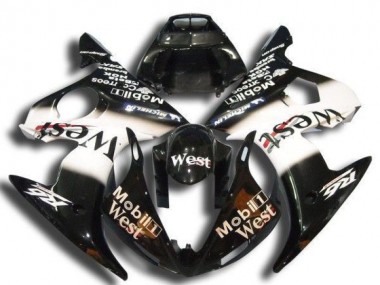 Best 2003-2004 Yamaha YZF R6 Motorcycle Fairings - Glossy Black White Mobil West Michelin UK