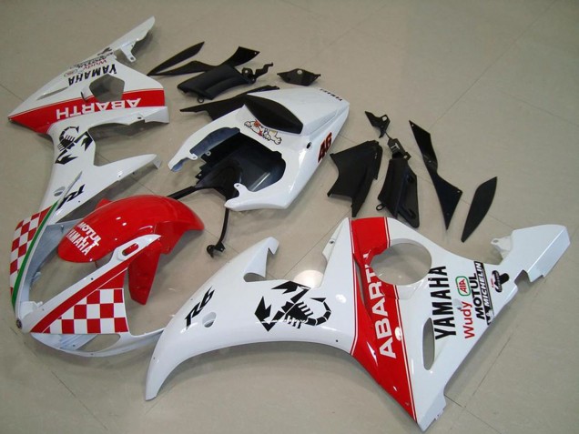 2003-2004 Yamaha YZF R6 Motorcycle Fairings - White Red Abarth Motul UK