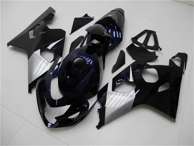 2004-2005 Suzuki GSXR 600/750 Motorcycle Fairings - Glossy Black Silver Blue UK