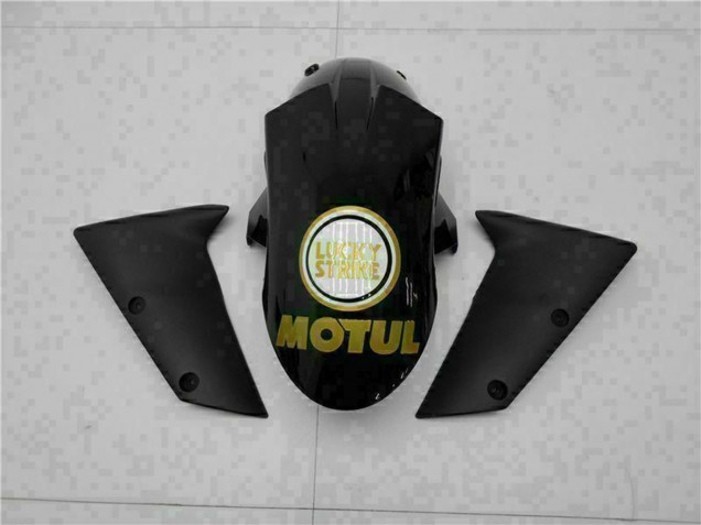 2005-2006 Kawasaki ZX6R Motorcycle Fairings - Glossy Black White Gold Lucky Strike UK