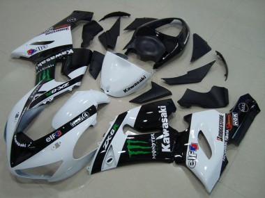 Best 2005-2006 Kawasaki ZX6R Motorcycle Fairings - White Glossy Black Green Monster UK