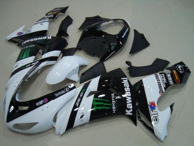 Best 2006-2007 Kawasaki ZX10R Motorcycle Fairings - White Glossy Black Green Elf Monster UK