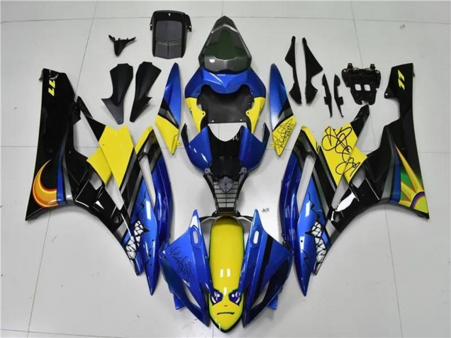 2006-2007 Yamaha YZF R6 Motorcycle Fairings - Blue Yellow Glossy Black Shark UK
