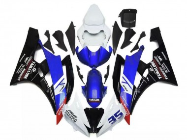 Best 2006-2007 Yamaha YZF R6 Motorcycle Fairings - White Blue Glossy Black Yamalube Becker Carbon UK