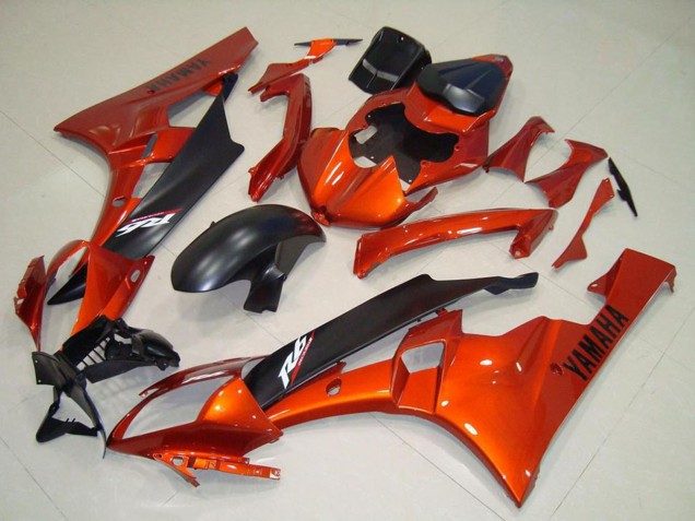 2006-2007 Yamaha YZF R6 Motorcycle Fairing - Orange Matte Black UK