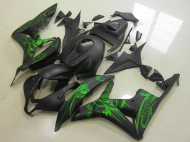 Best 2007-2008 Honda CBR600RR Motorcycle Fairings - Green Matte Black Skull UK