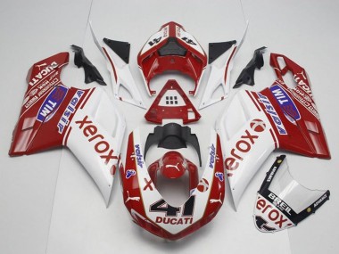 Best 2007-2014 Ducati 848 1098 1198 Motorcycle Fairings - White Red Glossy Black Valsir Xerox OEM Style 41 UK