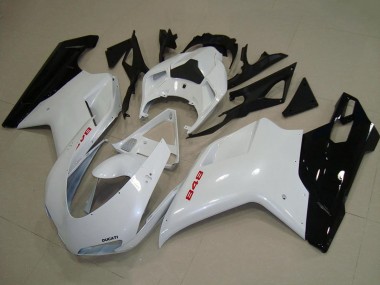 Best 2007-2014 Ducati 848 Motorcycle Fairings - White Glossy Black UK