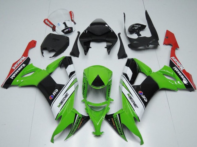 2008-2010 Kawasaki ZX10R Motorcycle Fairings - Green White Black Red Elf Motorrad UK