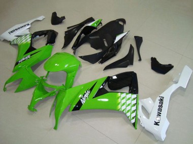 Best 2008-2010 Kawasaki ZX10R Motorcycle Fairings - White Green Glossy Black UK