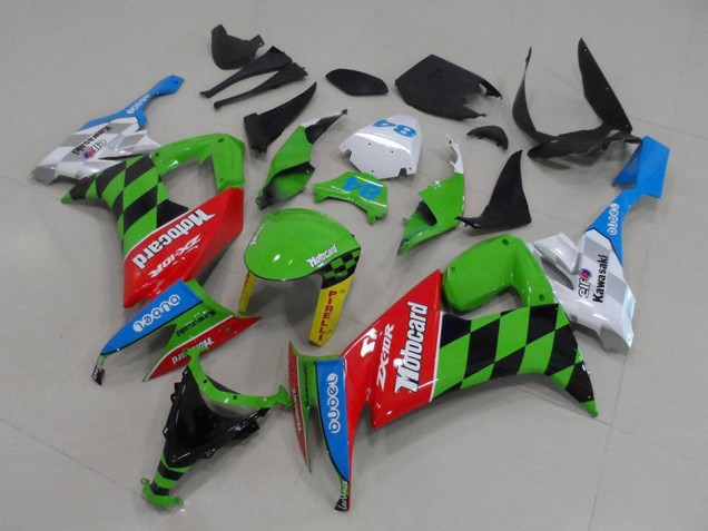 2008-2010 Kawasaki ZX10R Motorcycle Fairings - Green Red Blue Black Motocard UK