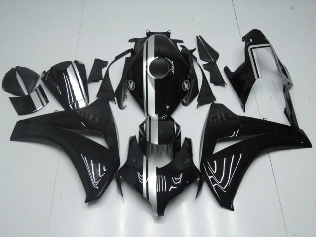 2008-2011 Honda CBR1000RR Motorcycle Fairings - Glossy Black Silver Stripe UK