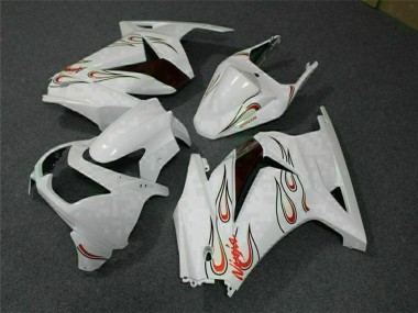Best 2008-2012 Kawasaki EX250 Motorcycle Fairings - White Red UK