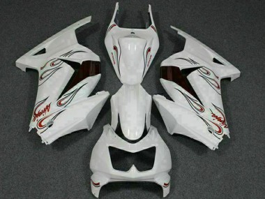 Best 2008-2012 Kawasaki EX250 Motorcycle Fairings - White Red UK