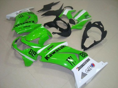 Best 2008-2012 Kawasaki ZX250R Motorcycle Fairings - White Green Black Monster 88 UK