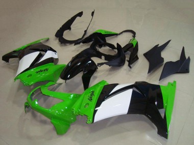 Best 2008-2012 Kawasaki ZX250R Motorcycle Fairings - Green White Glossy Black UK