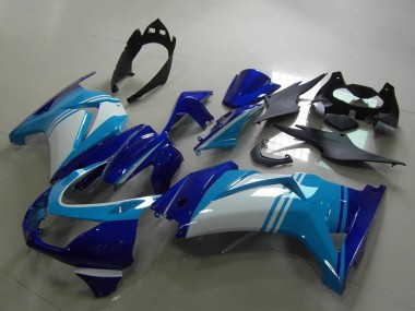 Best 2008-2012 Kawasaki ZX250R Motorcycle Fairings - Light Blue White Dark Blue UK