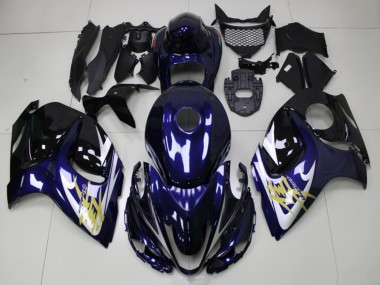 Best 2008-2020 Suzuki GSXR 1300 Hayabusa Motorcycle Fairings - Dark Blue White Gold UK
