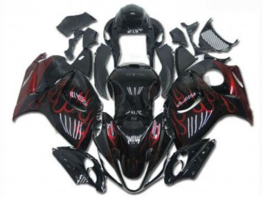 Best 2008-2020 Suzuki GSXR 1300 Hayabusa Motorcycle Fairings - Glossy Black Red Flame UK