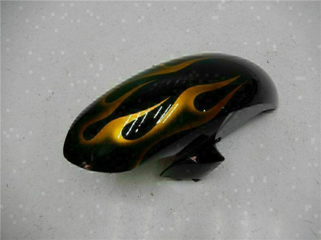 2008-2016 Yamaha YZF R6 Motorcycle Fairings - Glossy Black Gold Flame UK