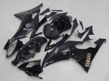 Best 2008-2016 Yamaha YZF R6 Motorcycle Fairings - Glossy Black Matte Black Gold Decals UK
