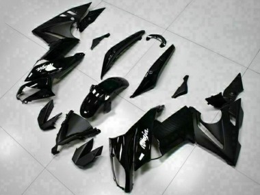 Best 2009-2011 Kawasaki EX650 Motorcycle Fairings - Glossy Black White Decal UK