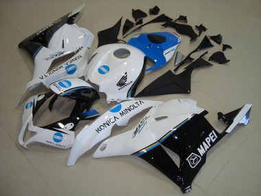 Best 2009-2012 Honda CBR600RR Motorcycle Fairings - White Blue Glossy Black Konica Minolta UK