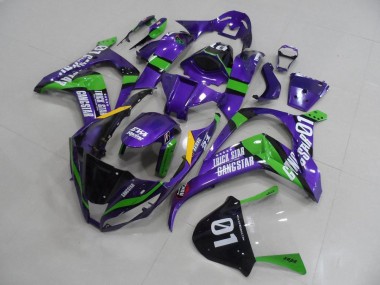 Best 2011-2015 Kawasaki ZX10R Motorcycle Fairings - Purple Green Black White Trick Star Gangstar Eva Racing 01 UK