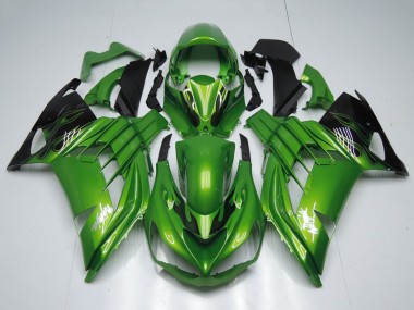 Best 2012-2024 Kawasaki ZX14R ZZR1400 Motorcycle Fairings - Green Glossy Black Flame White Ninja UK