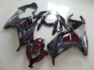 Best 2013-2018 Kawasaki ZX300R Motorcycle Fairings - Maroon Red Matte Grey UK