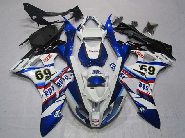 2009-2014 BMW S1000RR Motorcycle Fairings - White Red Blue Black Sterilgarda 69 UK