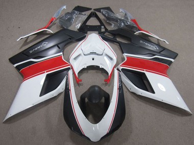 Best 2007-2014 Ducati 848 1098 1198 Motorcycle Fairings - White Red Matte Black Marvic UK