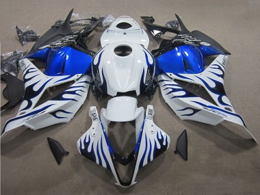 Best 2009-2012 Honda CBR600RR Motorcycle Fairings - White Blue Flame UK