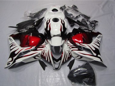 Best 2009-2012 Honda CBR600RR Motorcycle Fairings - White Red Glossy Black Flame UK