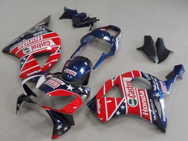 Best 2002-2003 Honda CBR900RR 954 Motorcycle Fairings - Blue Red Cycle World Castrol UK
