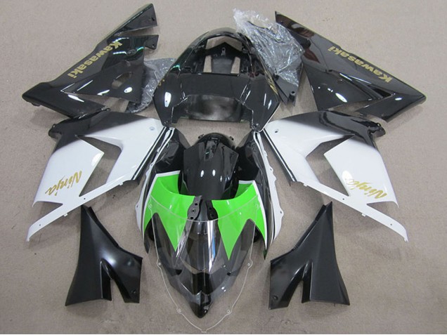 2004-2005 Kawasaki ZX10R Motorcycle Fairings - Black White Gold Ninja UK