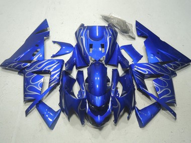 Best 2004-2005 Kawasaki ZX10R Motorcycle Fairings - Blue White Flame UK