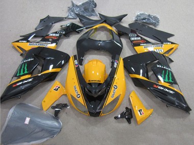 Best 2006-2007 Kawasaki ZX10R Motorcycle Fairings - Glossy Black Yellow Green Touch4 Monster UK