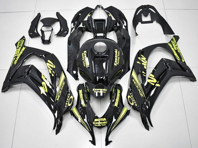 2016-2020 Kawasaki ZX10R Motorcycle Fairings - Glossy Black Yellow Motul Racing Team Motocard UK