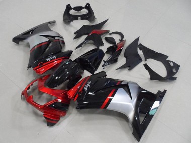 Best 2008-2012 Kawasaki ZX250R Motorcycle Fairings - Red Silver Glossy Black UK