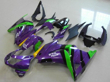 Best 2008-2012 Kawasaki ZX250R Motorcycle Fairings - Purple Green Yellow Black EVA Racing UK