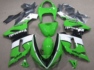 Best 2005-2006 Kawasaki ZX6R Motorcycle Fairings - Green White Black UK