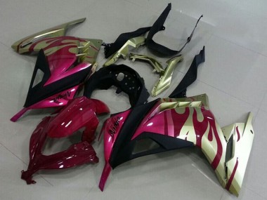 Best 2013-2018 Kawasaki ZX300R Motorcycle Fairings - Gold Pink Red Black UK